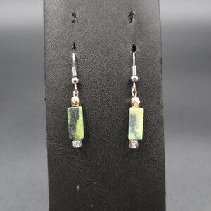 Silver Plated Serpentine Stone Dangle Earrings A6990